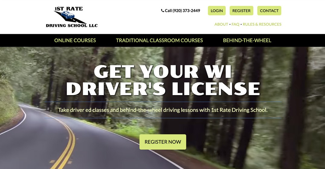 1st Rate Driving School website screenshot