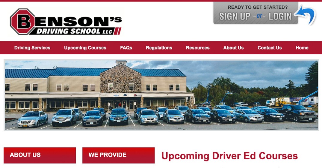 Benson's Driving School website screenshot