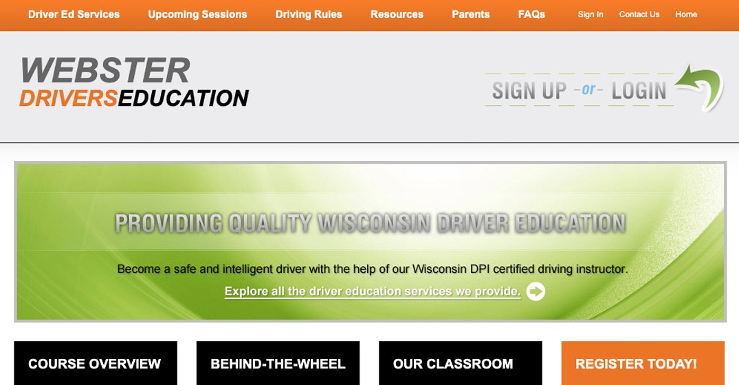 Webster Drivers Education website screenshot
