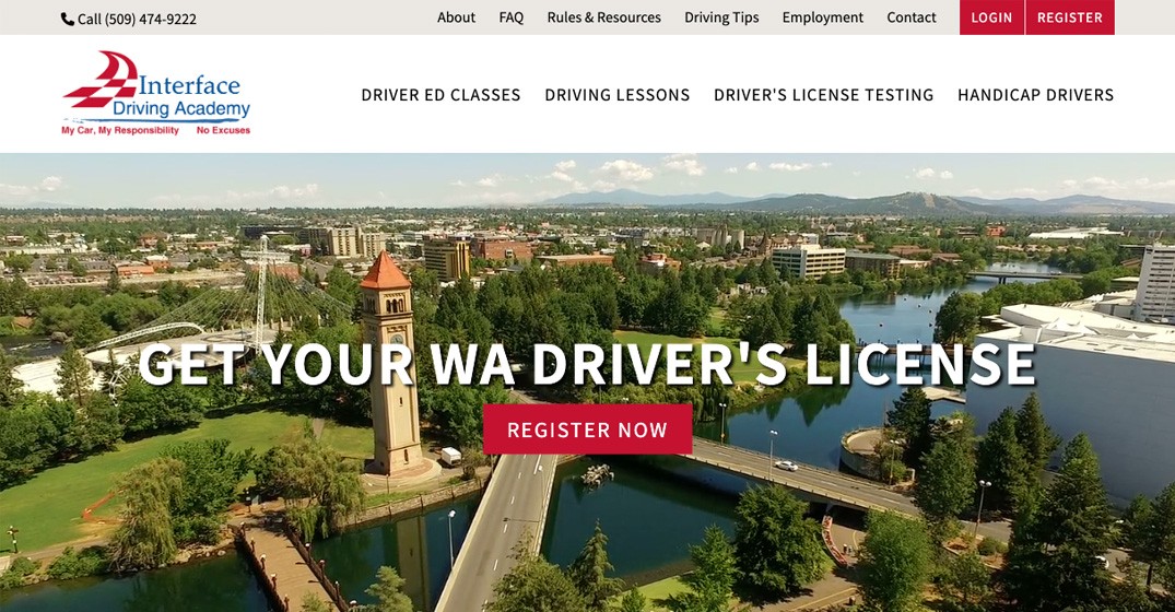 Interface Driving Academy website screenshot