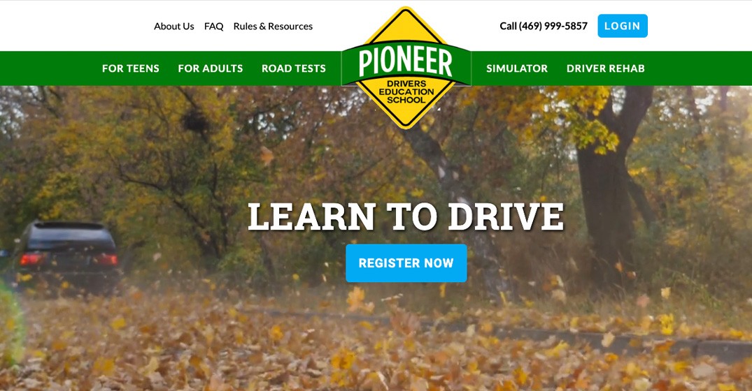 Pioneer Drivers Education School website screenshot