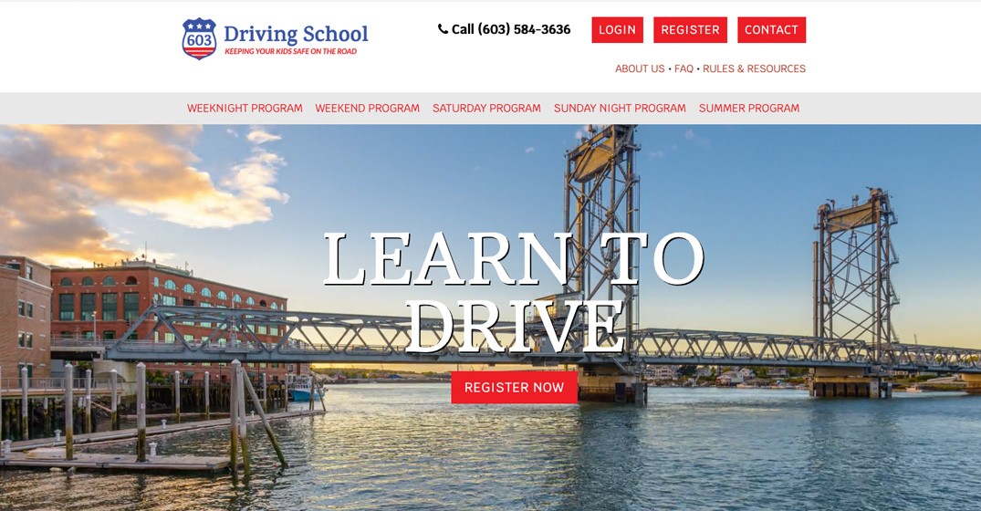 603 Driving School website screenshot