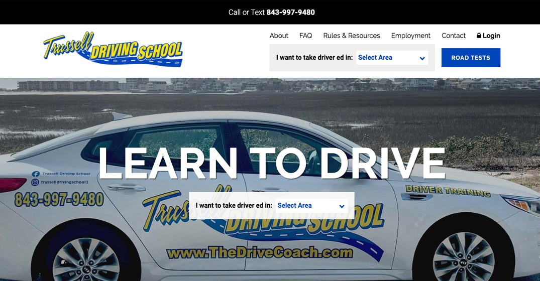 Trussell Driving School website screenshot