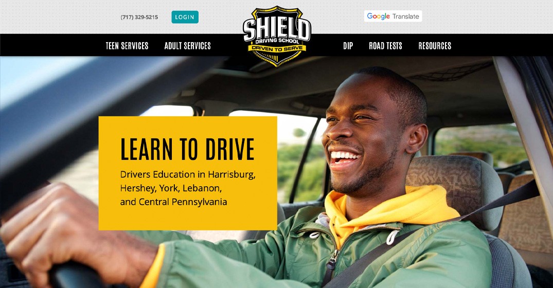 Shield Driving School website screenshot