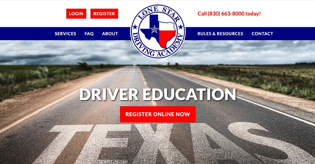 Lonestar Driving Academy website screenshot