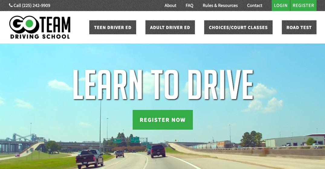 Go Team Driving website screenshot