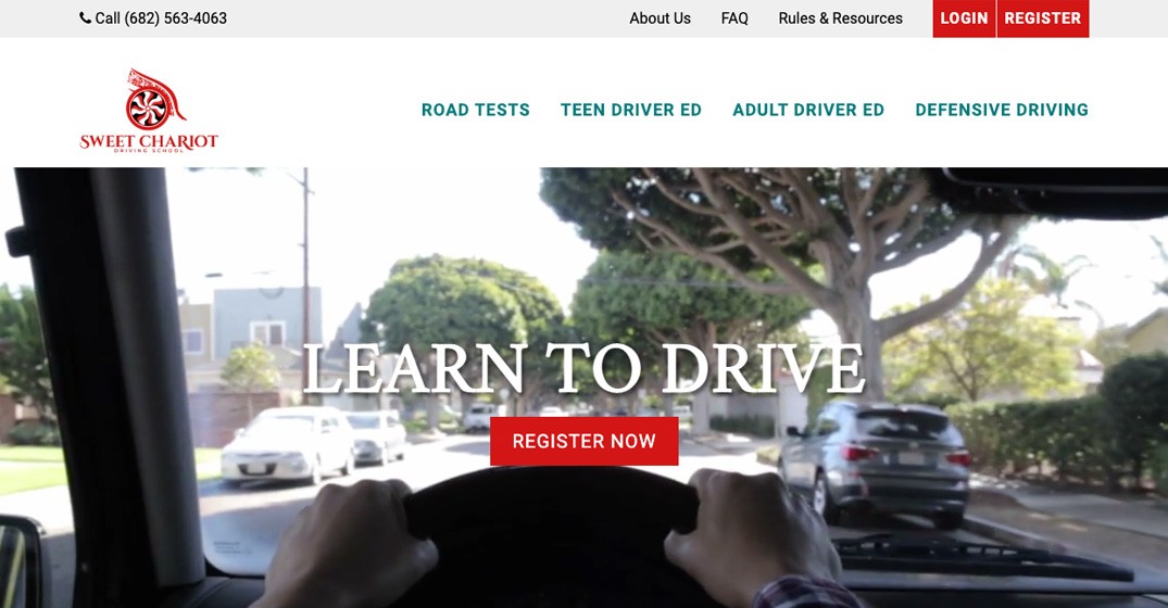 Sweet Chariot Driving School website screenshot