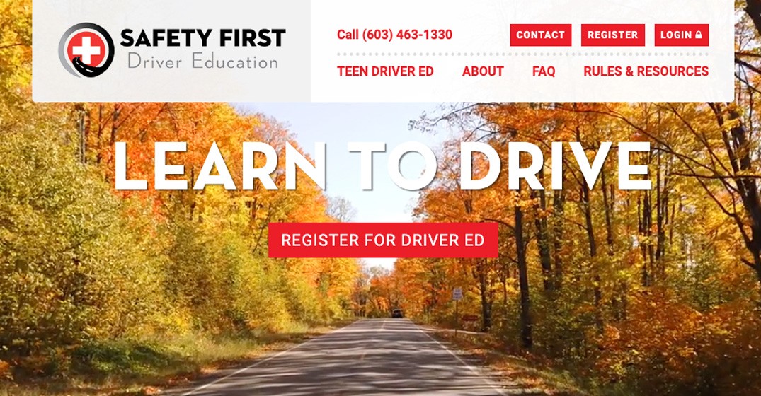 Safety First Driver Education website screenshot