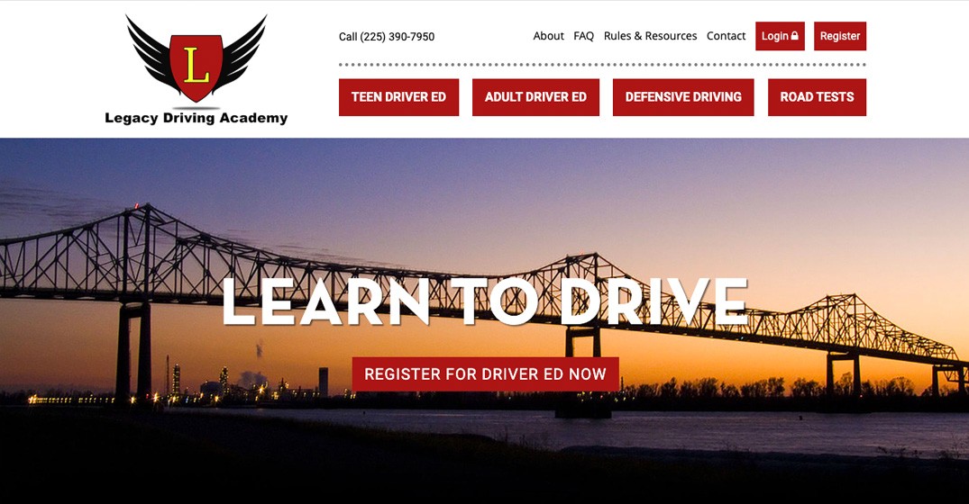 Legacy Driving Academy website screenshot