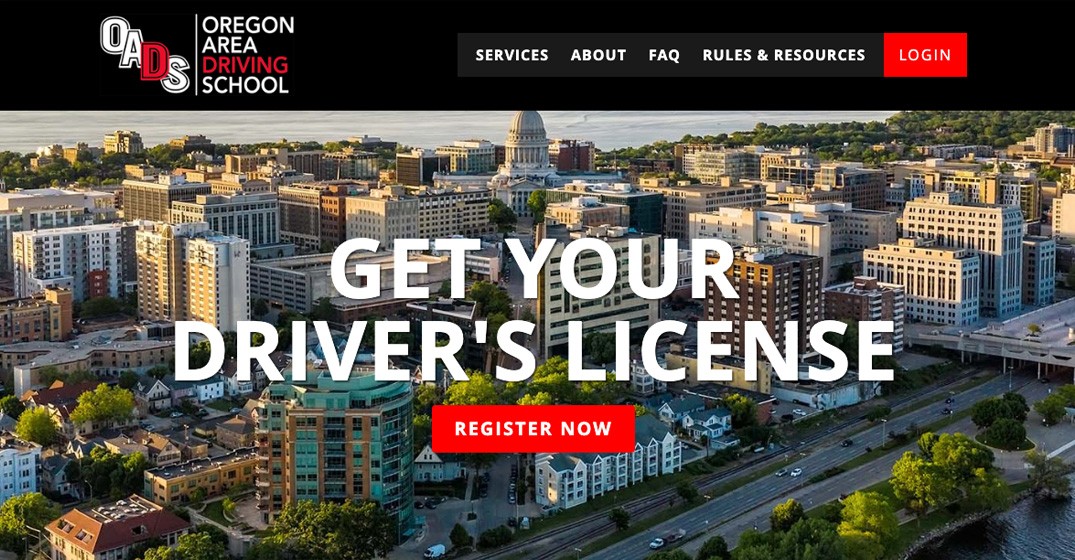 Oregon Area Driving School website screenshot