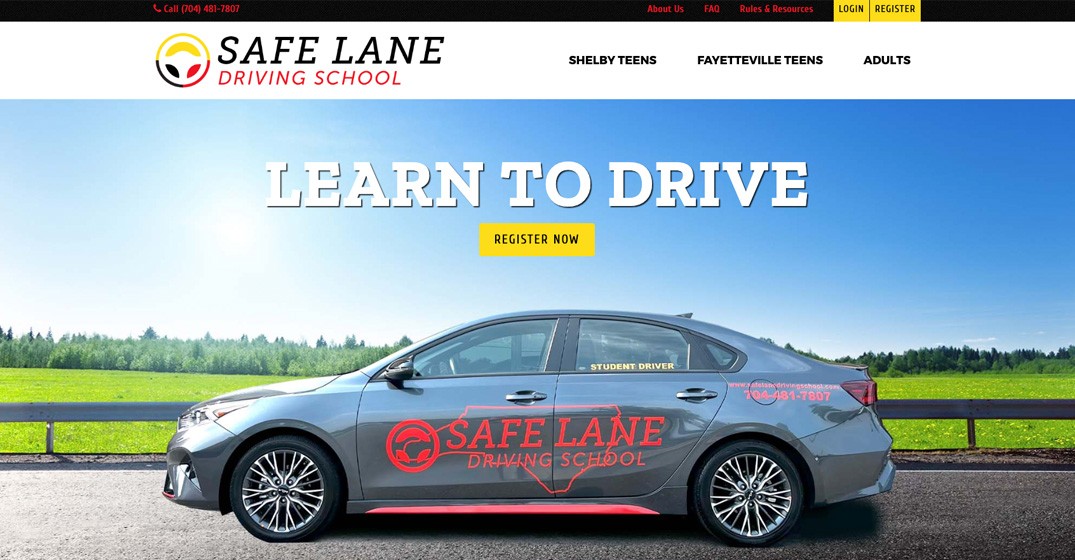 Safe Lane Driving School website screenshot