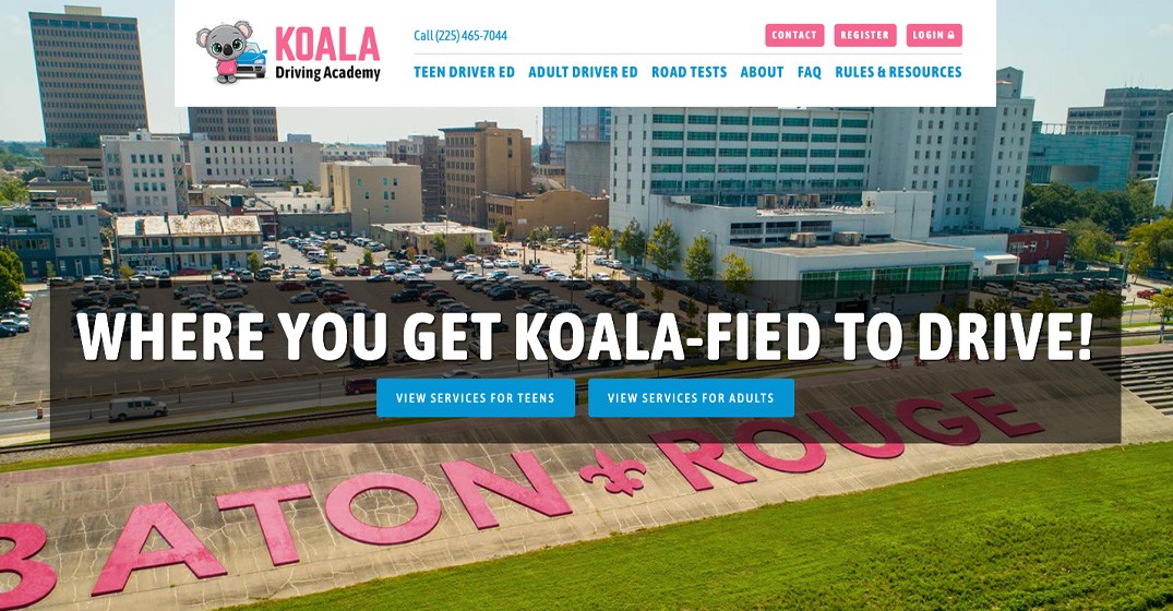 Koala Driving Academy website screenshot