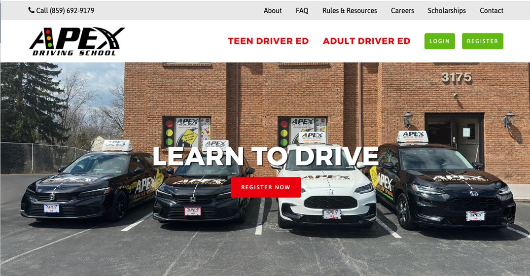 Apex Driving School website screenshot