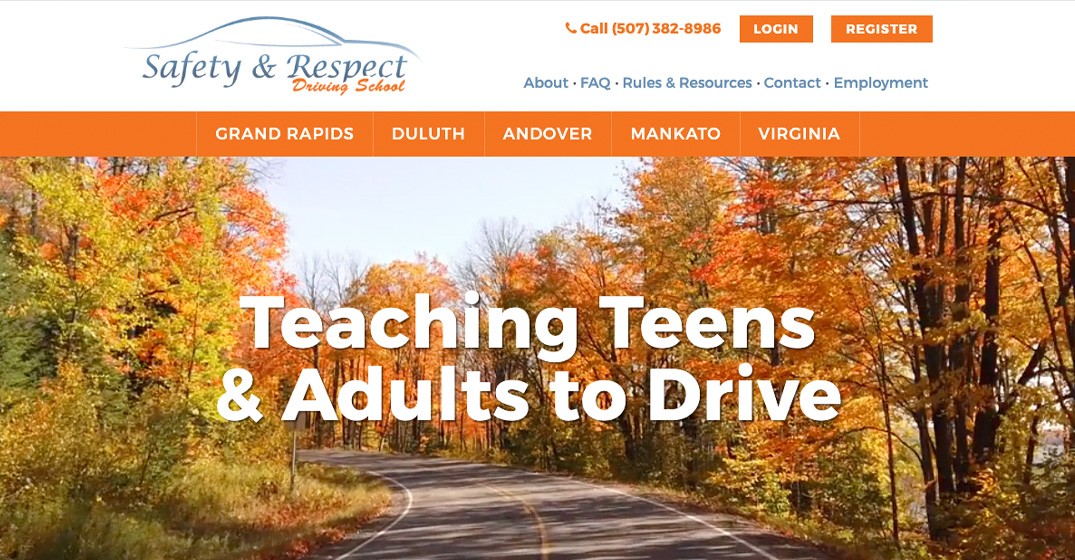 Safety & Respect Driving School website screenshot
