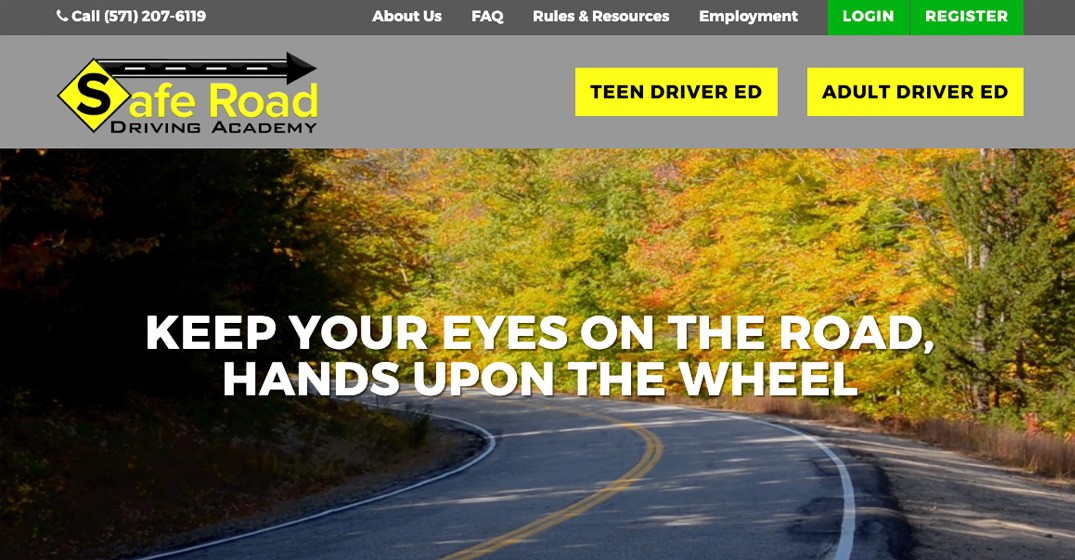 Safe Road Driving Academy website screenshot