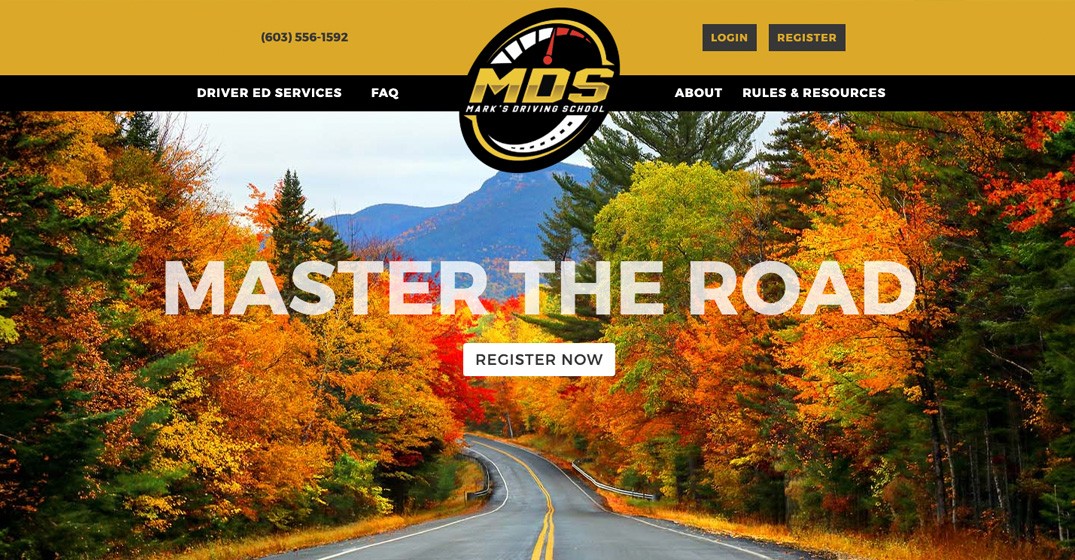 Mark's Driving School website screenshot