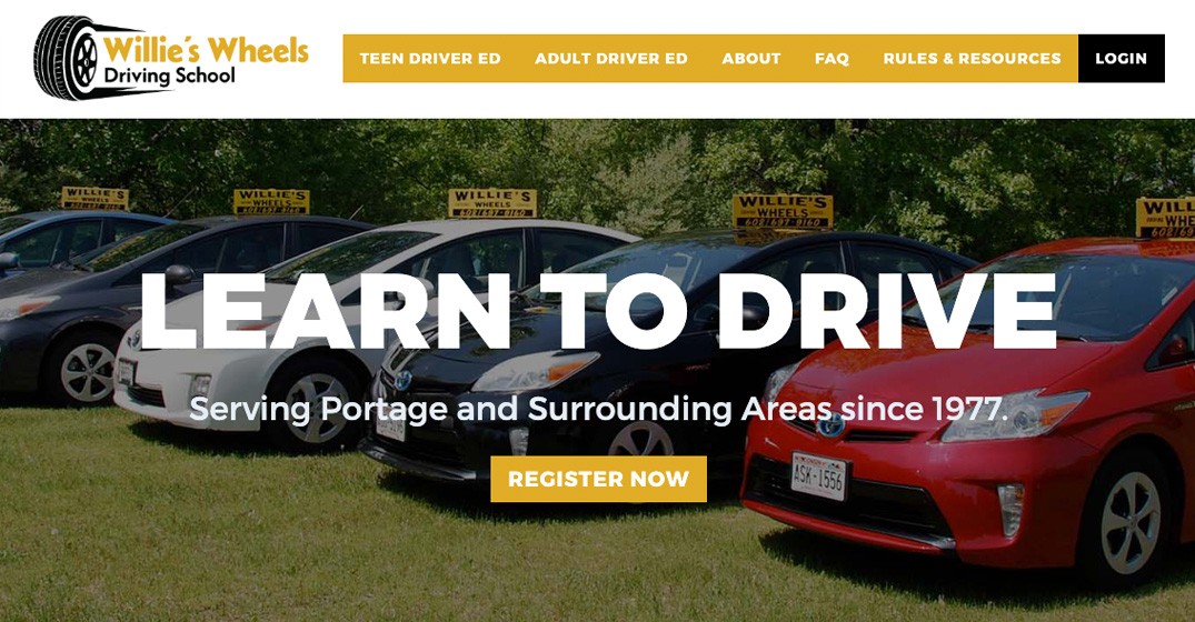 Willies Wheels Driving School website screenshot