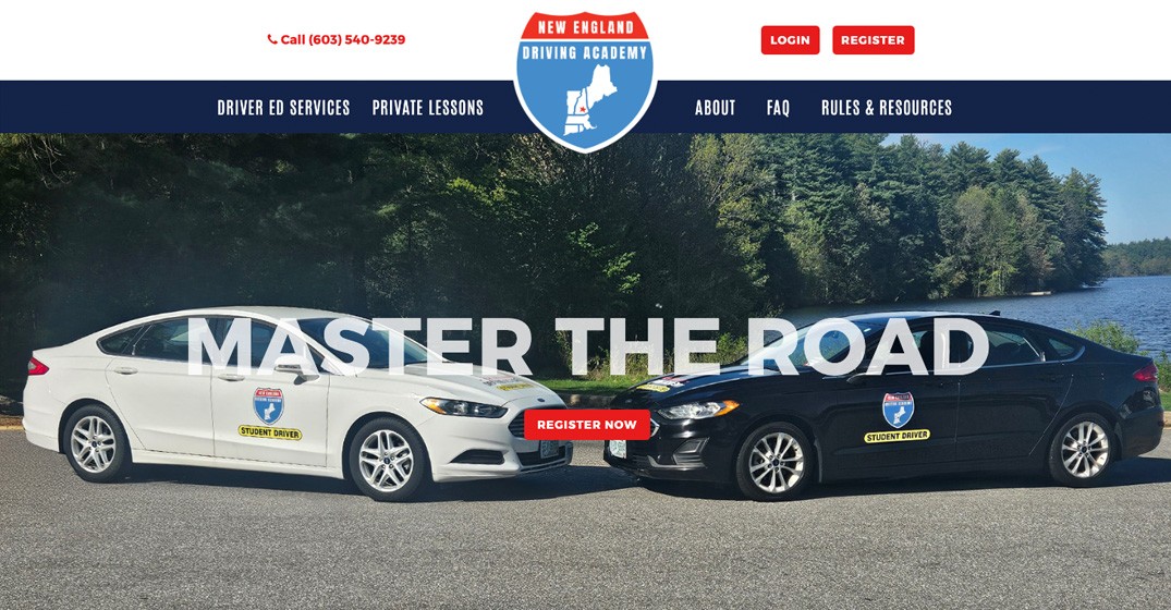 New England Driving Academy website screenshot