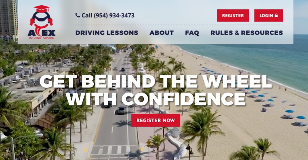 Alex Driving School website screenshot