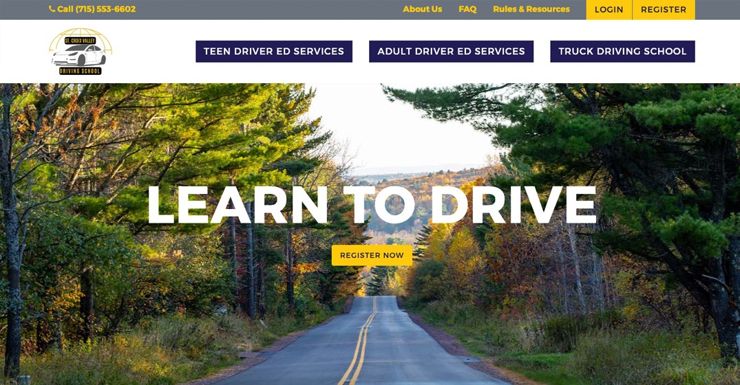 St Croix Valley Driving School website screenshot
