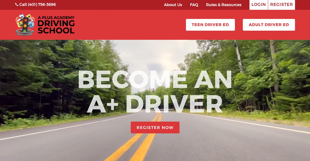 A Plus Academy Drive School website screenshot