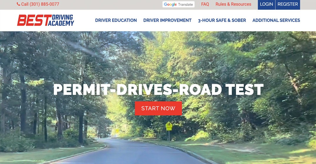Best Driving School website screenshot