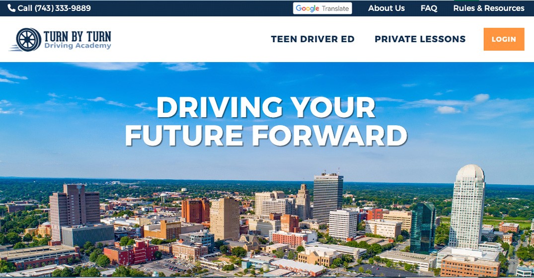 Turn by Turn Driving School website screenshot