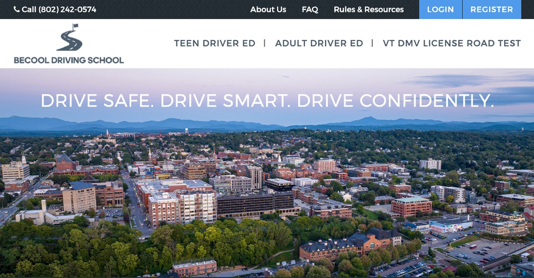 BeCool Driving School website screenshot