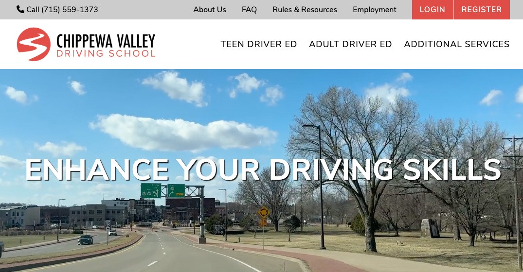 Chippewa Valley Driving School website screenshot