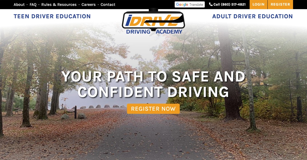 iDrive Driving Academy website screenshot