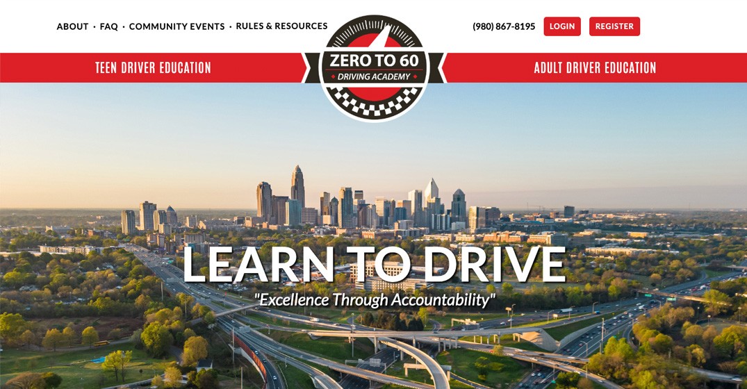 Zero to 60 Driving Academy website screenshot
