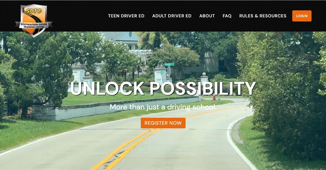Southeastern Driver Training Center website screenshot