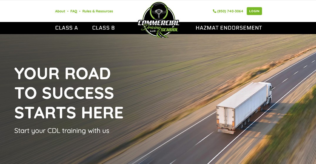 Commercial Driving School website screenshot