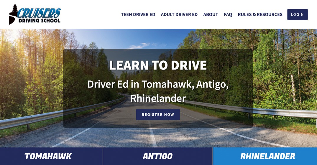 Cruisers Driving School website screenshot