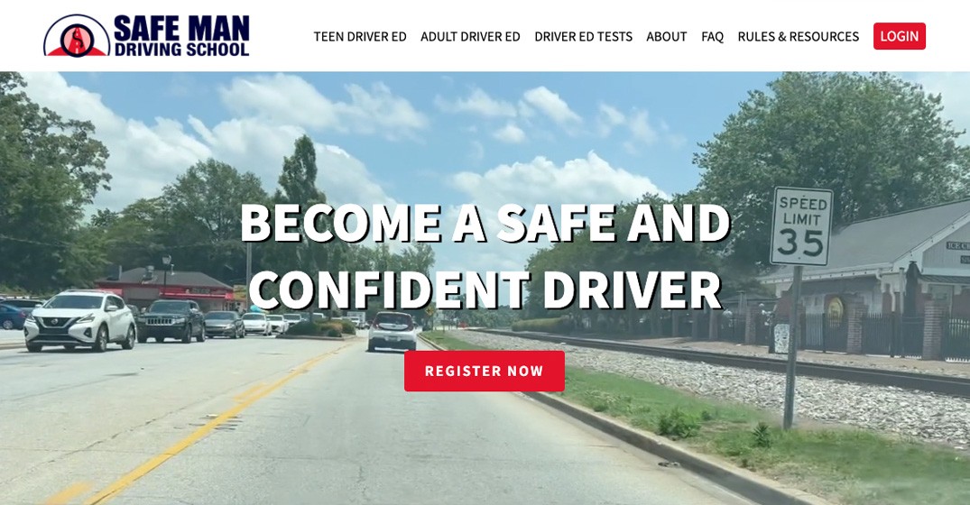 Safe Man Driving School website screenshot